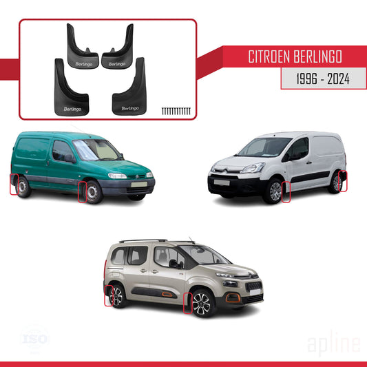 Compatible avec Citroen Berlingo 1996 Jeu de Bavettes Garde-boue Avant et Arrière de Voiture 4 Pcs Noir