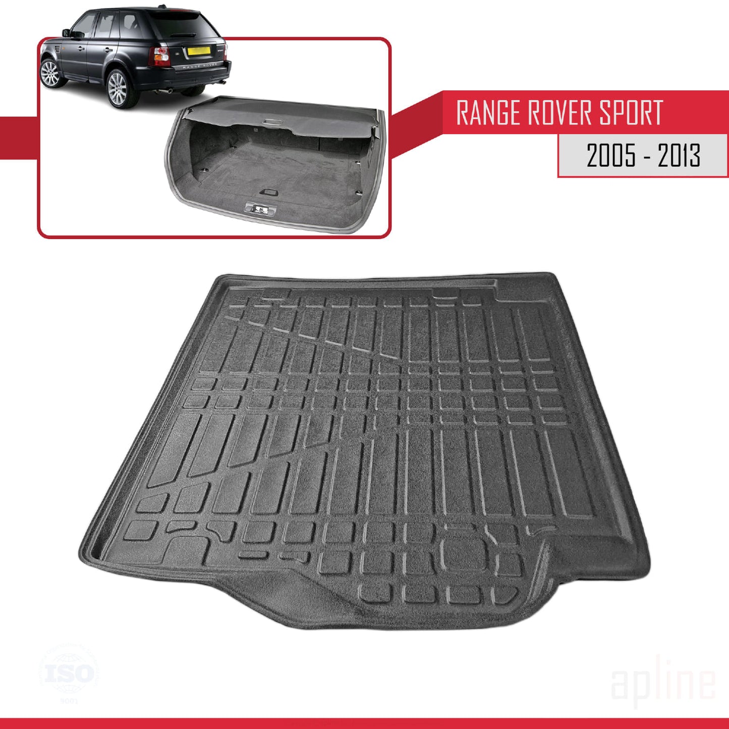 Compatible with Land Rover Range Rover Sport (L320) 2005-2013 Flexible Trunk Mats Cargo Liner Black