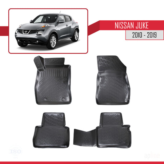 Compatible avec Nissan Juke 2010-2019 4D Tapis en Caoutchouc NOIR