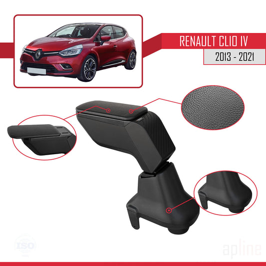 Compatible avec Renault Clio 4 2013-2020 Console Centrale de Voiture Similicuir Accoudoir Noir