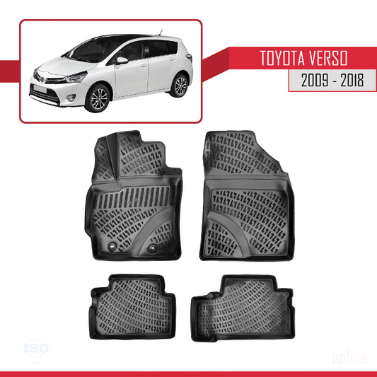 Compatible avec Toyota Verso (AR20) 2009-2018 4D Tapis de Voiture Noir