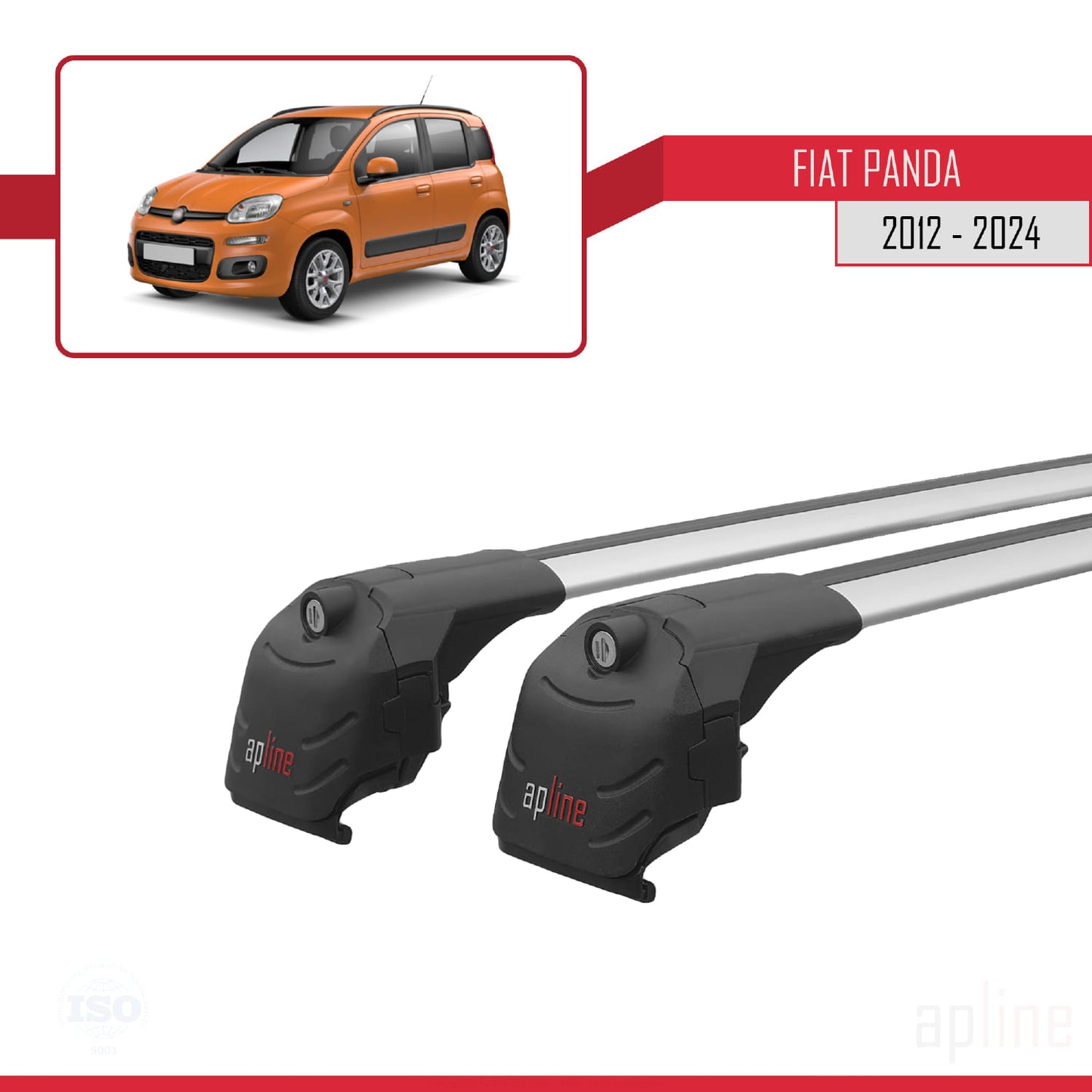 Compatible avec Fiat Panda 3 (319) 2012-2024 ACE-2 Barres de Toit Railing Porte-Bagages de Voiture Gris Aluminium 2 Barres