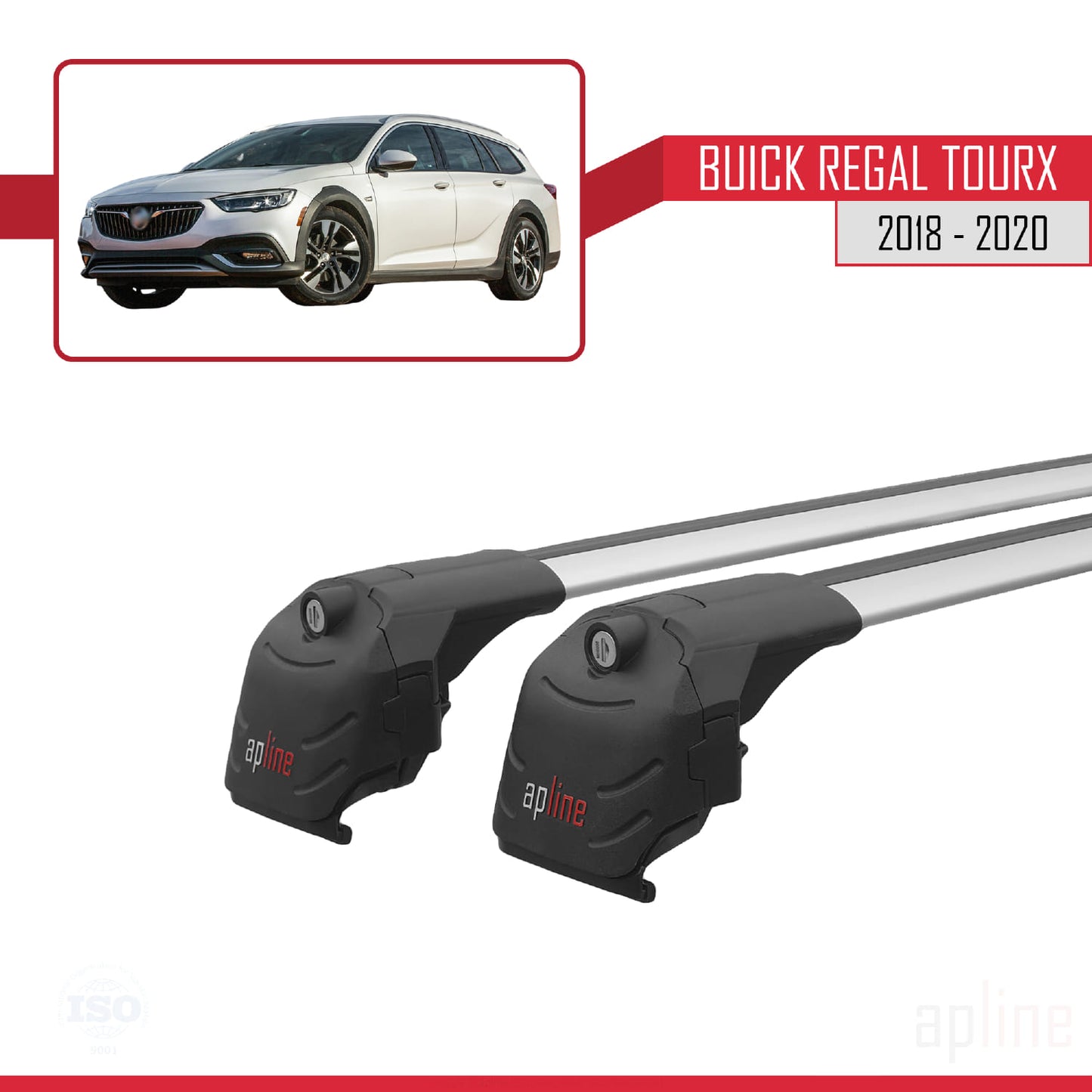 Compatible avec Buick Regal TourX 2018-2020 ACE-2 Barres de Toit Railing Porte-Bagages de Voiture Gris Aluminium 2 Barres
