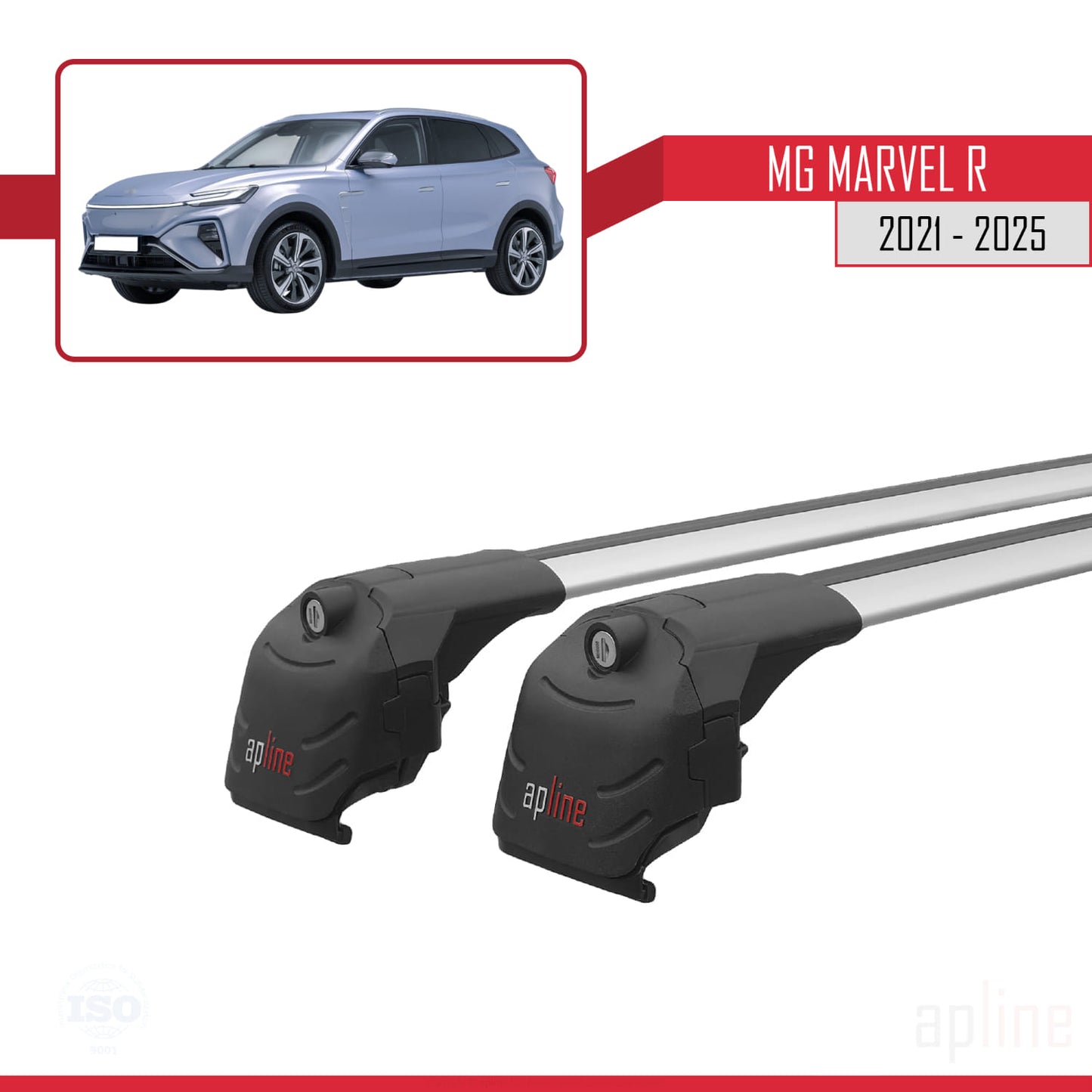Compatible avec MG Marvel R 2021-2025 ACE-2 Barres de Toit Railing Porte-Bagages de Voiture Gris Aluminium 2 Barres