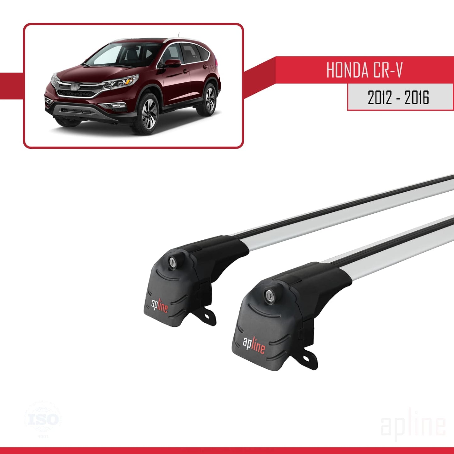 Compatible avec Honda CR-V 4 2012-2016 ACE-2 Barres de Toit Railing Porte-Bagages de Voiture Gris Aluminium 2 Barres