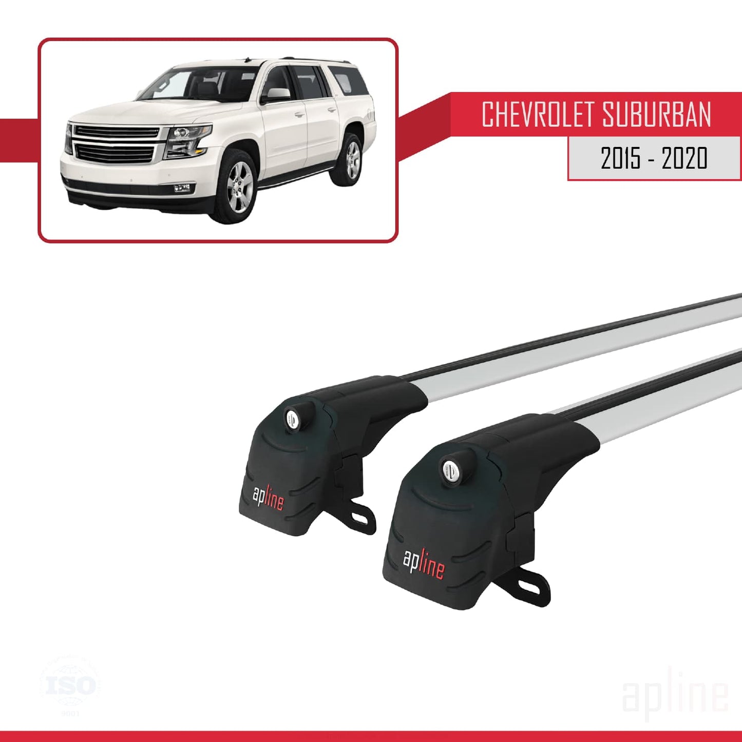 Compatible with Chevrolet Suburban 2015-2020 ACE-2 Car Roof Rack Cross Bar Grey Aluminium 2 Bars