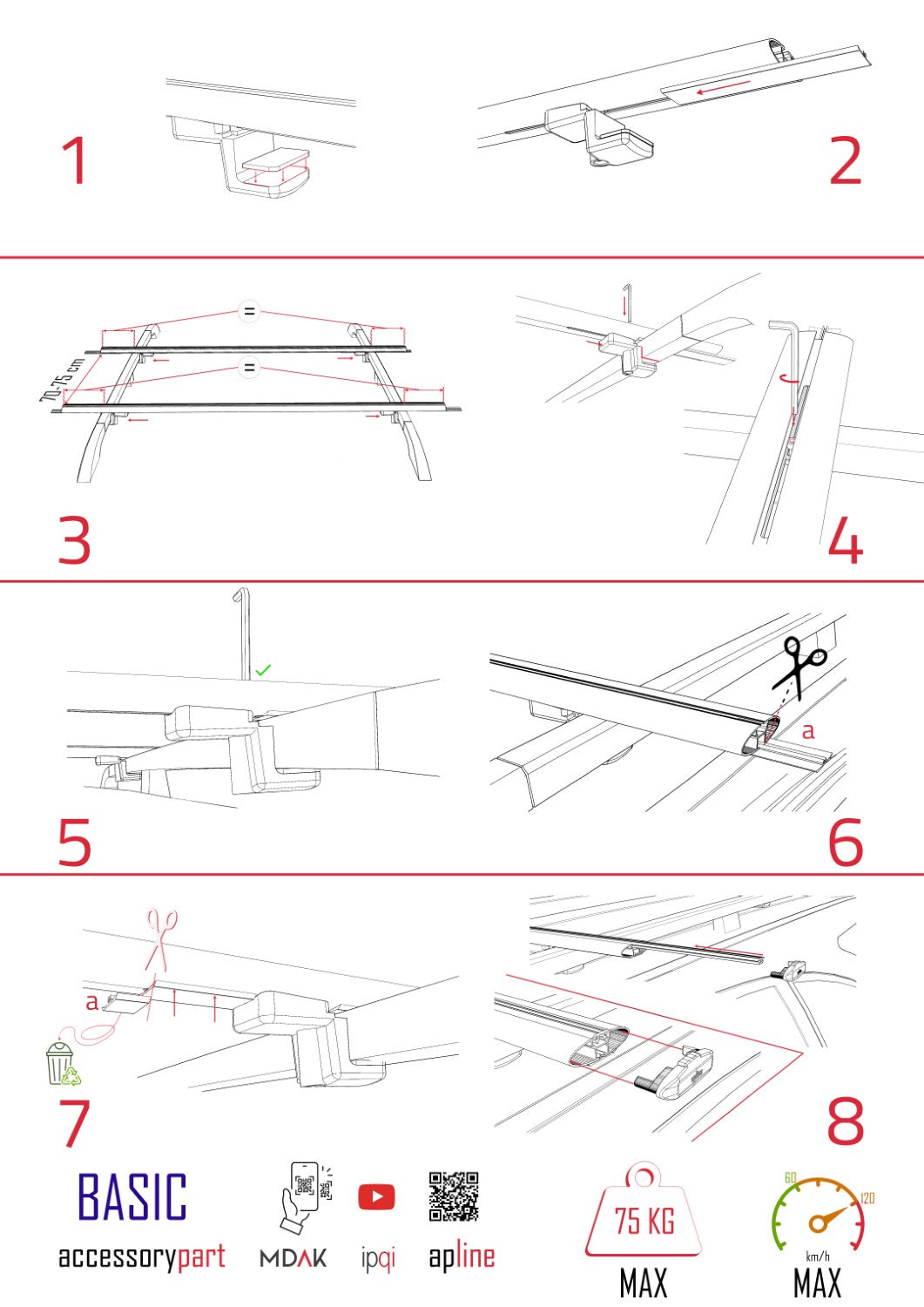 Compatible avec Jeep Renegade (BU) 2014-2025 BASIC Model Barres de Toit Railing Porte-Bagages de Voiture Gris Aluminium 2 Barres