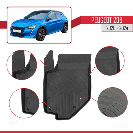 Compatible avec Peugeot 208 Hayon 2020-2024 4D Tapis en Caoutchouc NOIR