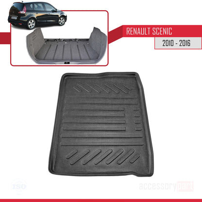 Compatible avec Renault Scenic 3 Post-Facelift 2012-2016 Flexible Tapis de Coffre Plancher de Chargement Noir