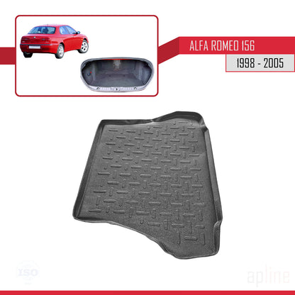 Compatible avec Alfa Romeo 156 (T932) Berline 1998-2005 Flexible Tapis de Coffre Plancher de Chargement Noir