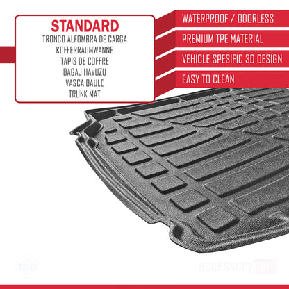 Compatible avec Toyota Yaris 3 (XP130) 2011-2019 Flexible Tapis de Coffre Plancher de Chargement Noir