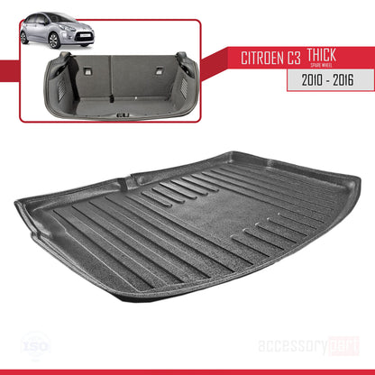 Compatible avec Citroen C3 Aircross Based Model 2010-2016 Flexible Tapis de Coffre Plancher de Chargement Noir