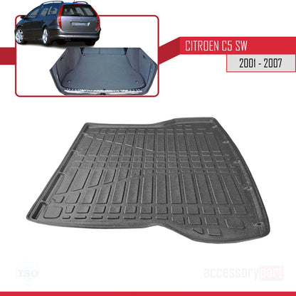 Tapis de Coffre pour Citroen C5 TOURER 2001-2007 Flexible NOIR
