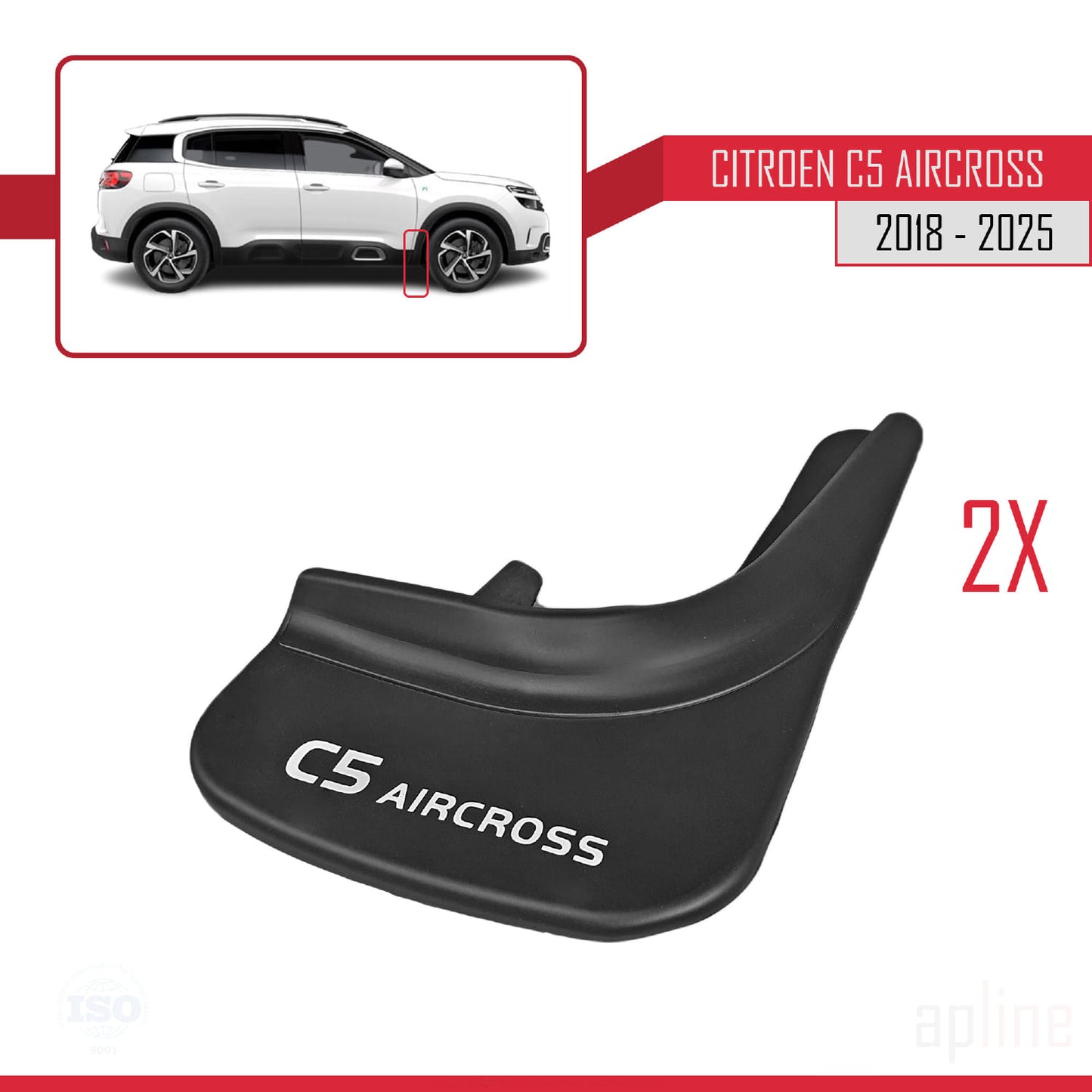 Compatible avec Citroen C5 Aircross 2018-2025 Jeu de Bavettes Garde-boue Avant et Arrière de Voiture 4 Pcs Noir