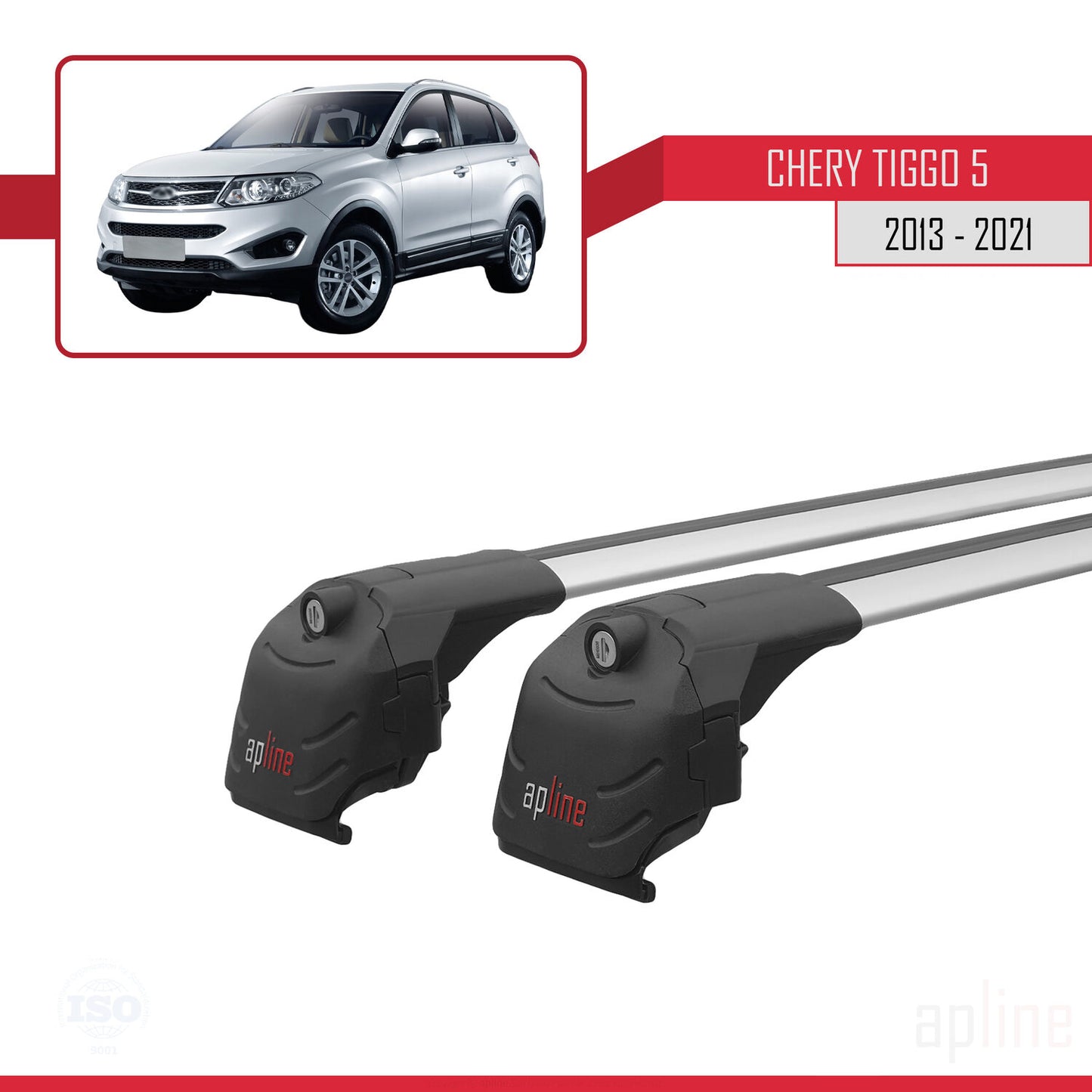Compatible avec Chery Tiggo 5 (T21) 2013-2021 ACE-2 Barres de Toit Railing Porte-Bagages de Voiture Gris Aluminium 2 Barres