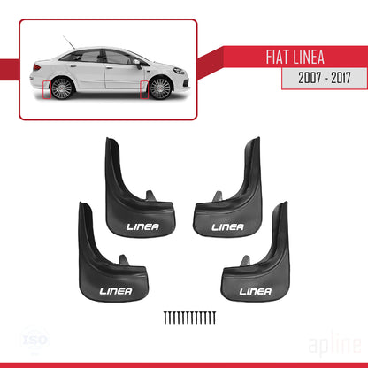 Compatible avec Fiat Linea (323) 2007-2016 Jeu de Bavettes Garde-boue Avant et Arrière de Voiture 4 Pcs Noir