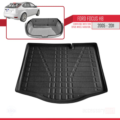 Tapis de Coffre pour Ford Focus 2 Hayon 2005-2011 NOIR