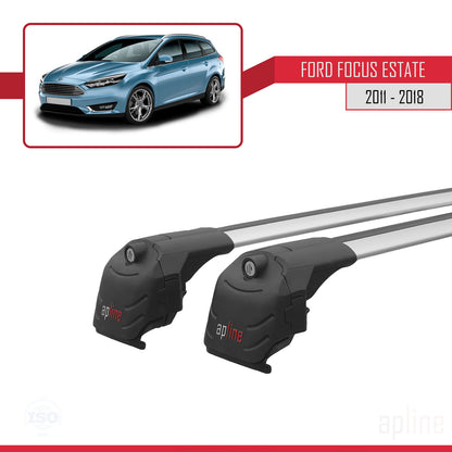 Compatible avec Ford Focus 3 (C346) Break 2011-2018 ACE-2 Barres de Toit Railing Porte-Bagages de Voiture Gris Aluminium 2 Barres