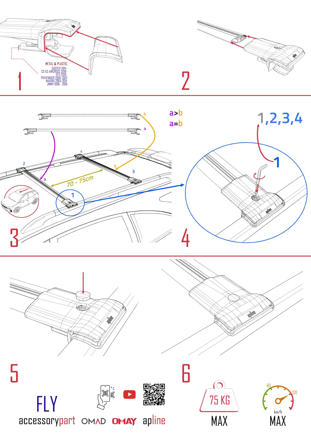 Compatible with Mitsubishi ASX (GA) 2010-2022 FLY Model Car Roof Rack Cross Bar Grey Aluminium 2 Bars