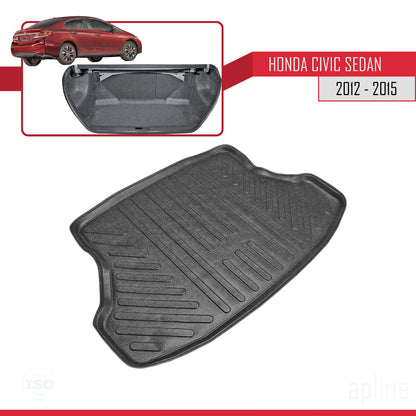 Compatible avec Honda Civic 9 (FB) Berline 2012-2015 Flexible Tapis de Coffre Plancher de Chargement Noir
