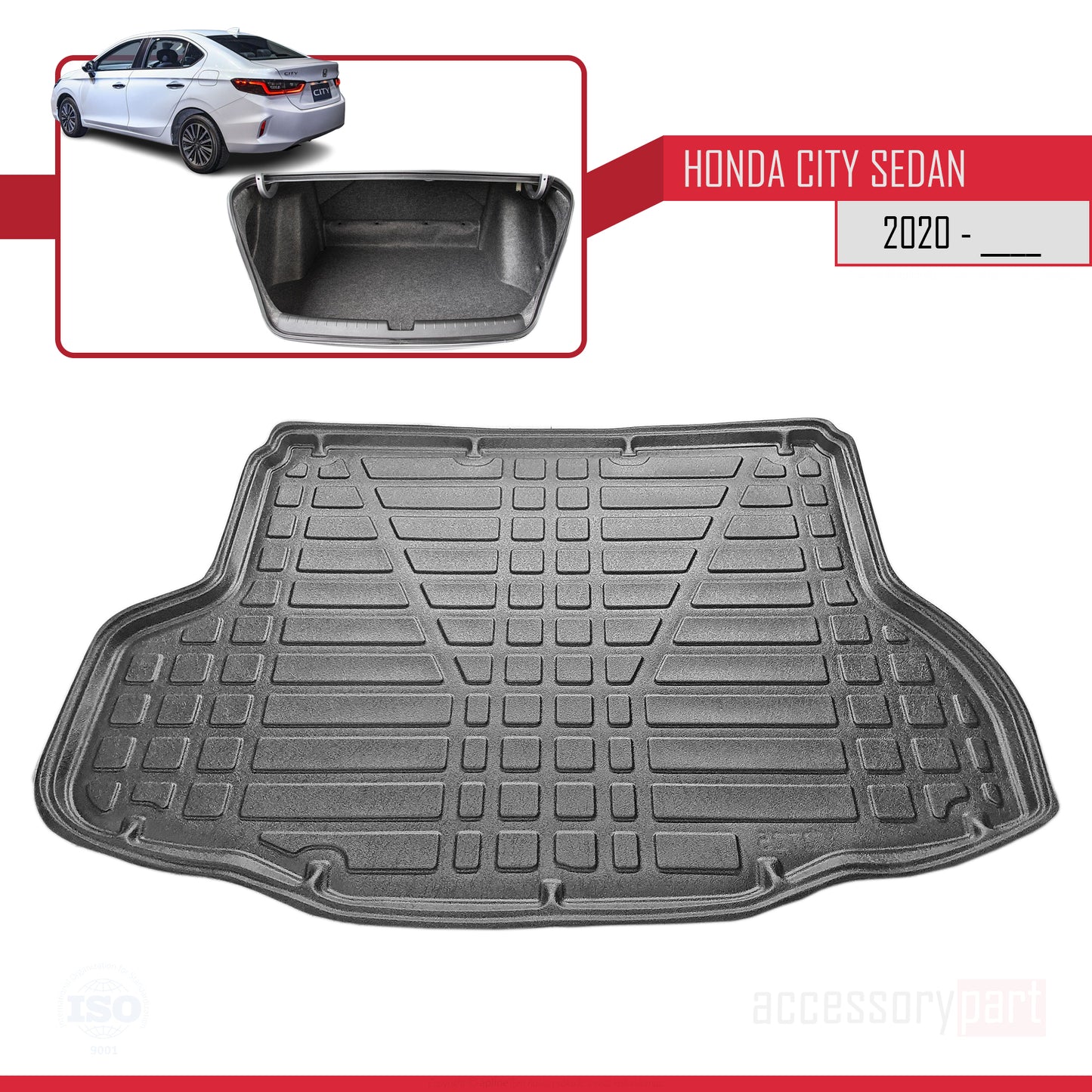 Tapis de Coffre pour Honda City 2023-2023 Flexible NOIR
