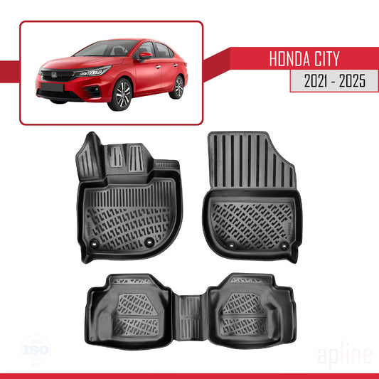Compatible avec Honda City 2021-2025 4D Tapis de Voiture Noir