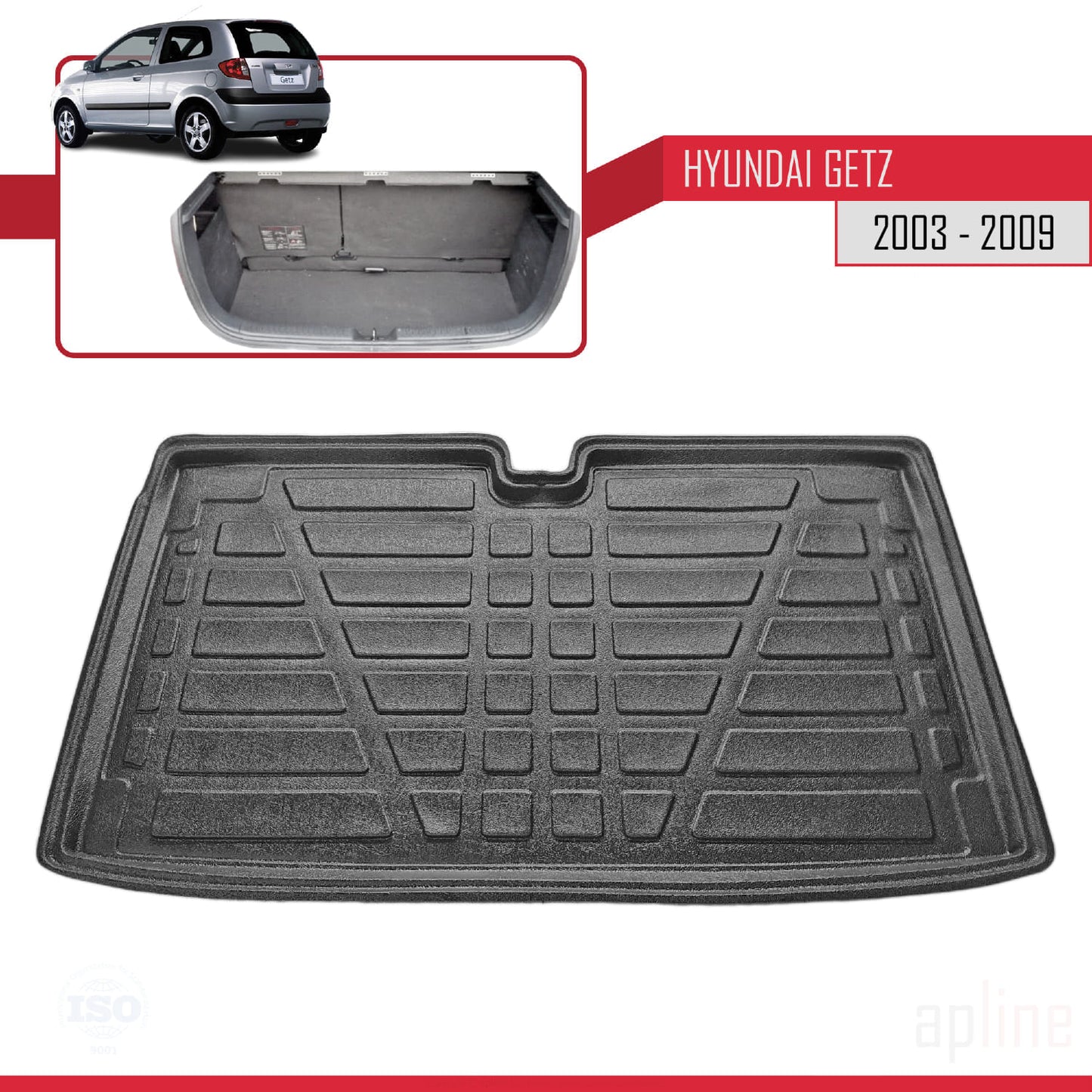 Tapis de Coffre pour Hyundai Getz 2003-2016 Flexible NOIR