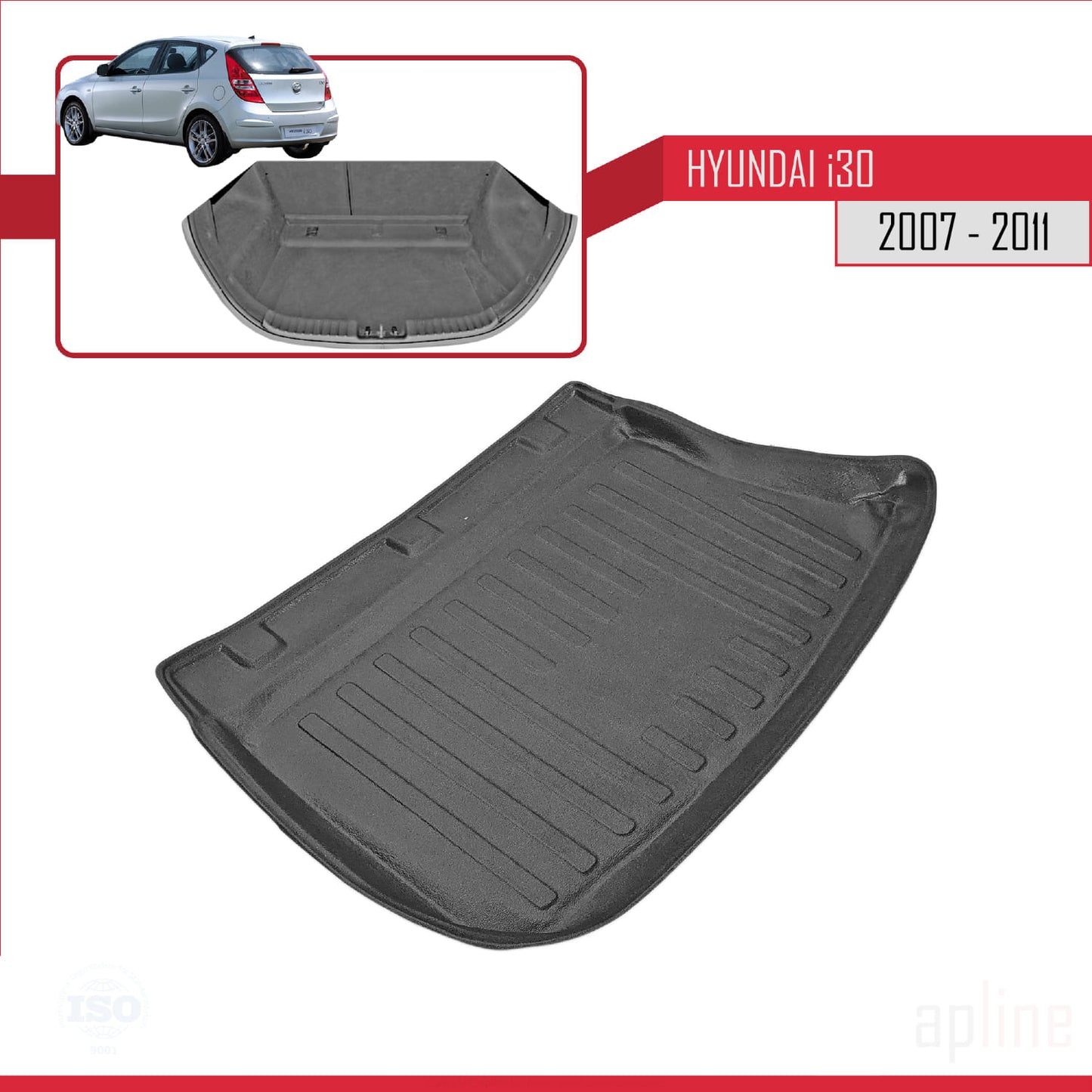 Compatible with Hyundai i30 (FD) HB 2007-2011 Flexible Trunk Mats Cargo Liner Black