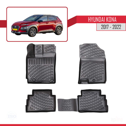 Compatible avec Hyundai Kona (OS) 2017-2022 4D Tapis de Voiture Noir