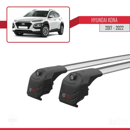 Compatible avec Hyundai Kona (OS) 2017-2022 ACE-2 Barres de Toit Railing Porte-Bagages de Voiture Gris Aluminium 2 Barres