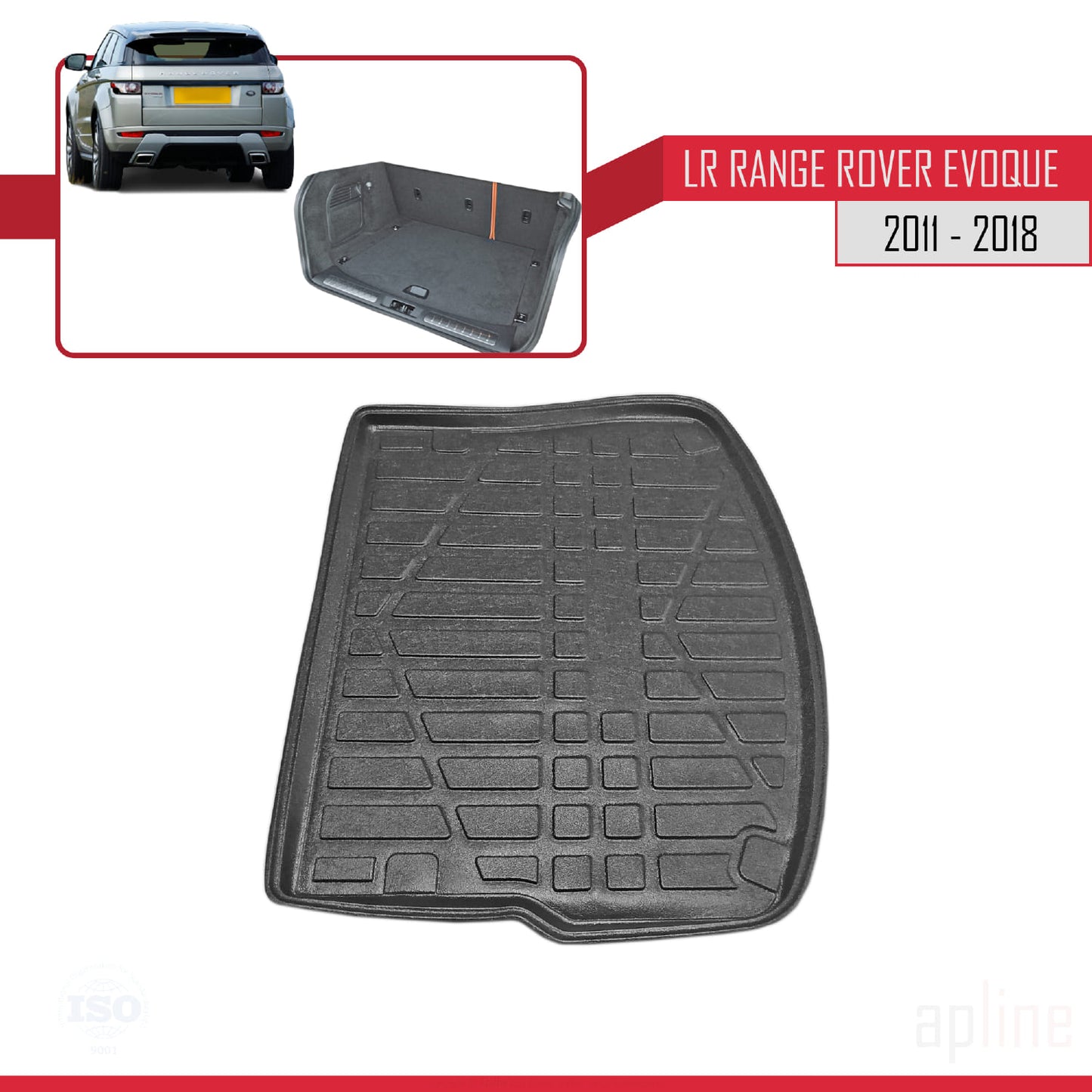 Compatible avec Land Rover Range Rover Evoque (L538) 2011-2018 Flexible Tapis de Coffre Plancher de Chargement Noir
