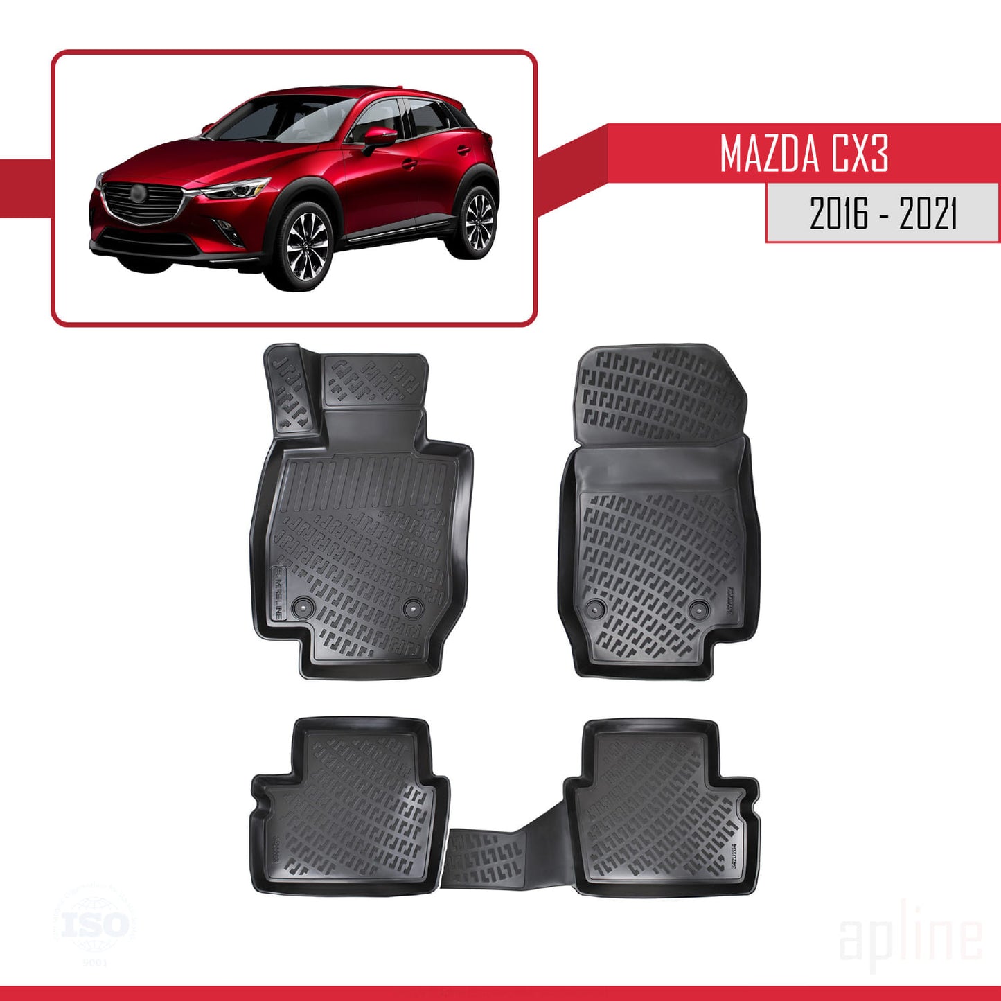 Compatible avec Mazda CX-3 (DK) 2016-2021 4D Tapis de Voiture Noir
