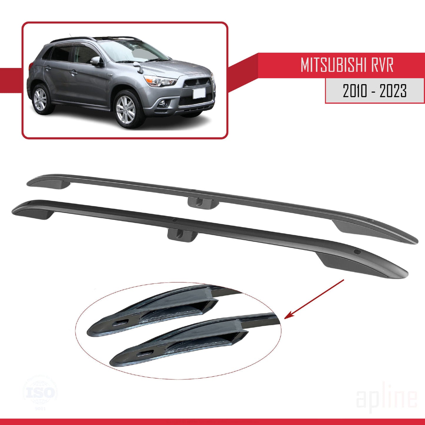 Compatible avec Mitsubishi RVR 2010-2023 (Empattement Court L1/H1) Rails de Toit Porte-bagages sur le Toit Noir