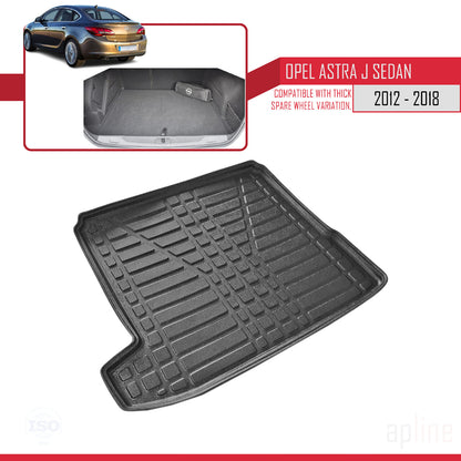 Compatible avec Opel Astra J (P09) Berline 2012-2018 Flexible Tapis de Coffre Plancher de Chargement Noir