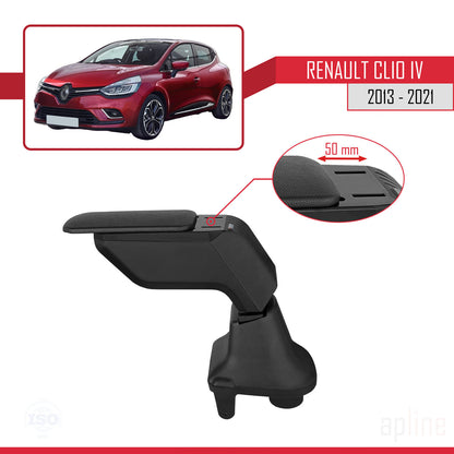 Accoudoir Central pour Renault Clio (4) 2013-2023 Console de Rangement Compartiment Similicuir NOIR