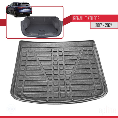 Compatible avec Renault Koleos 2 (HC) 2017-2024 Flexible Tapis de Coffre Plancher de Chargement Noir