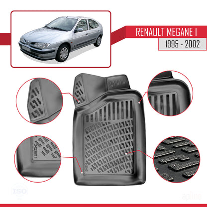 Compatible avec Renault Megane 1995-2001 4D Tapis de Voiture Noir