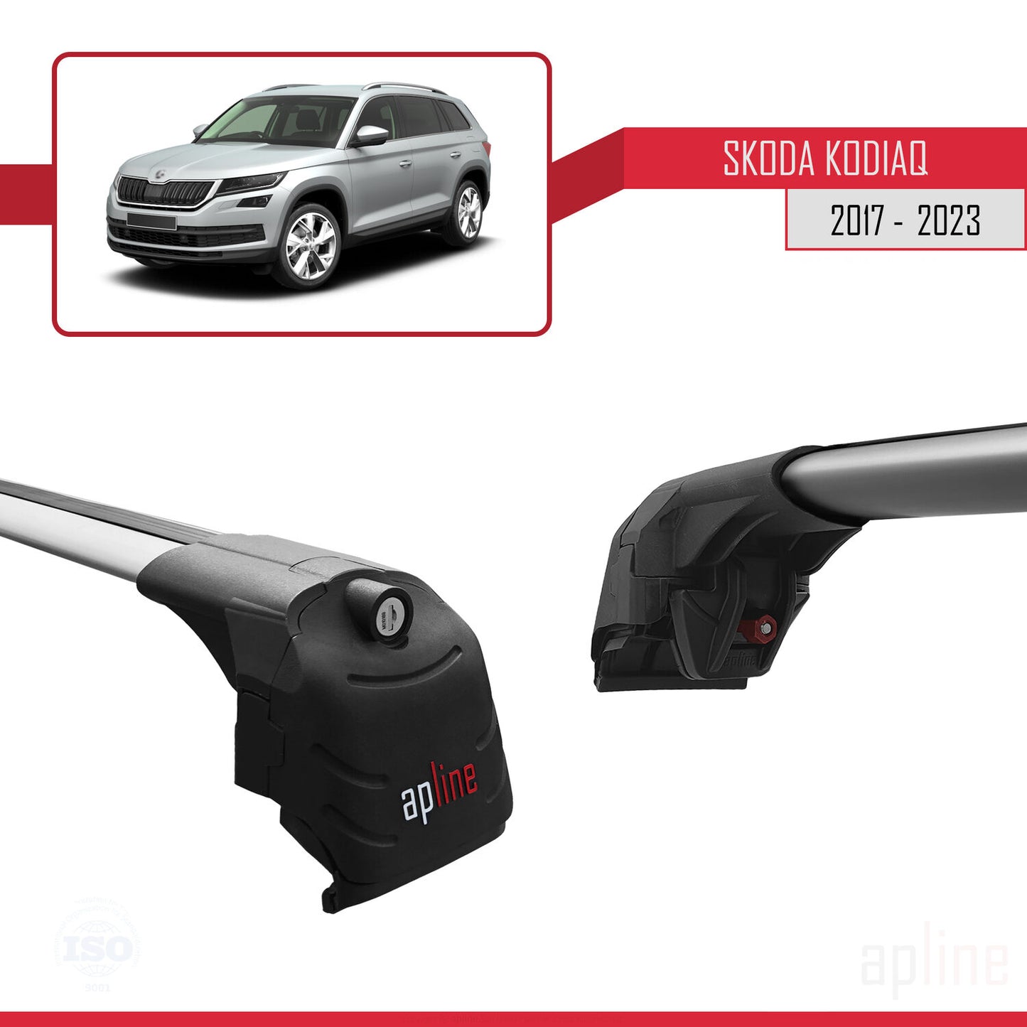 Compatible avec Skoda Kodiaq 2017-2023 ACE-2 Barres de Toit Railing Porte-Bagages de Voiture Gris Aluminium 2 Barres