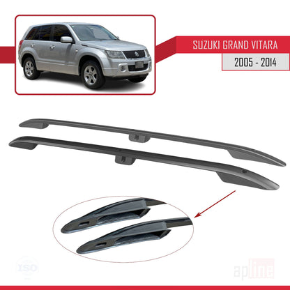 Compatible avec Suzuki Grand Vitara 2 (JT) (5 Door) 2005-2014 (Empattement Court L1/H1) Rails de Toit Porte-bagages sur le Toit Noir