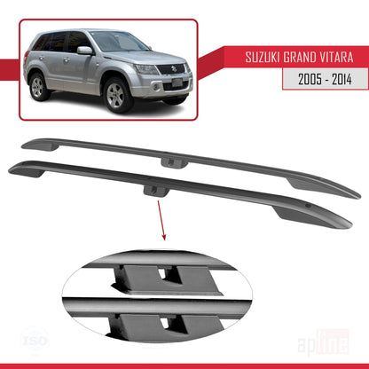 Compatible avec Suzuki Grand Vitara 2 (JT) (5 Door) 2005-2014 (Empattement Court L1/H1) Rails de Toit Porte-bagages sur le Toit Noir