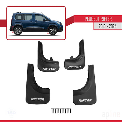 Compatible avec Peugeot Rifter 2019-2024 Jeu de Bavettes Garde-boue Avant et Arrière de Voiture 4 Pcs Noir