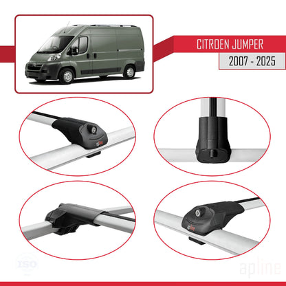 Compatible avec Citroen Jumper 2 2007-2025 ACE-1 Barres de Toit Railing Porte-Bagages de Voiture Gris Aluminium 3 Barres