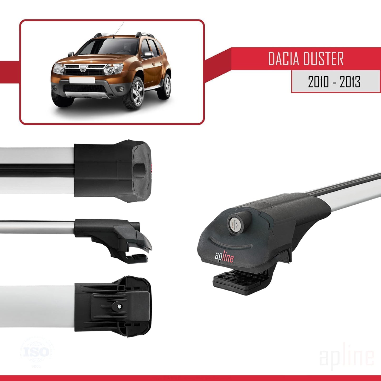 Compatible avec Dacia Duster (HS) Pre-Facelift 2010-2013 ACE-1 Barres de Toit Railing Porte-Bagages de Voiture Gris Aluminium 3 Barres