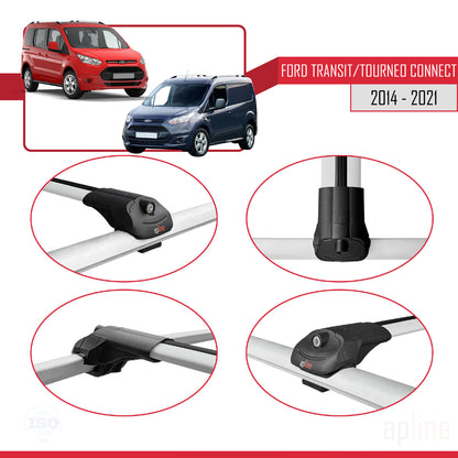 Compatible avec Ford Transit/Tourneo Connect 2 2014-2021 ACE-1 Barres de Toit Railing Porte-Bagages de Voiture Gris Aluminium 2 Barres