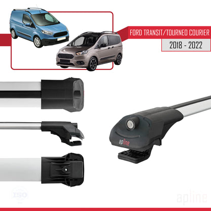 Compatible avec Ford Transit/Tourneo Courier Post-Facelift 2018-2022 ACE-1 Barres de Toit Railing Porte-Bagages de Voiture Gris Aluminium 4 Barres