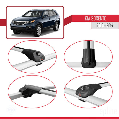 Compatible avec Kia Sorento 2 (XM) 2010-2014 ACE-1 Barres de Toit Railing Porte-Bagages de Voiture Gris Aluminium 3 Barres