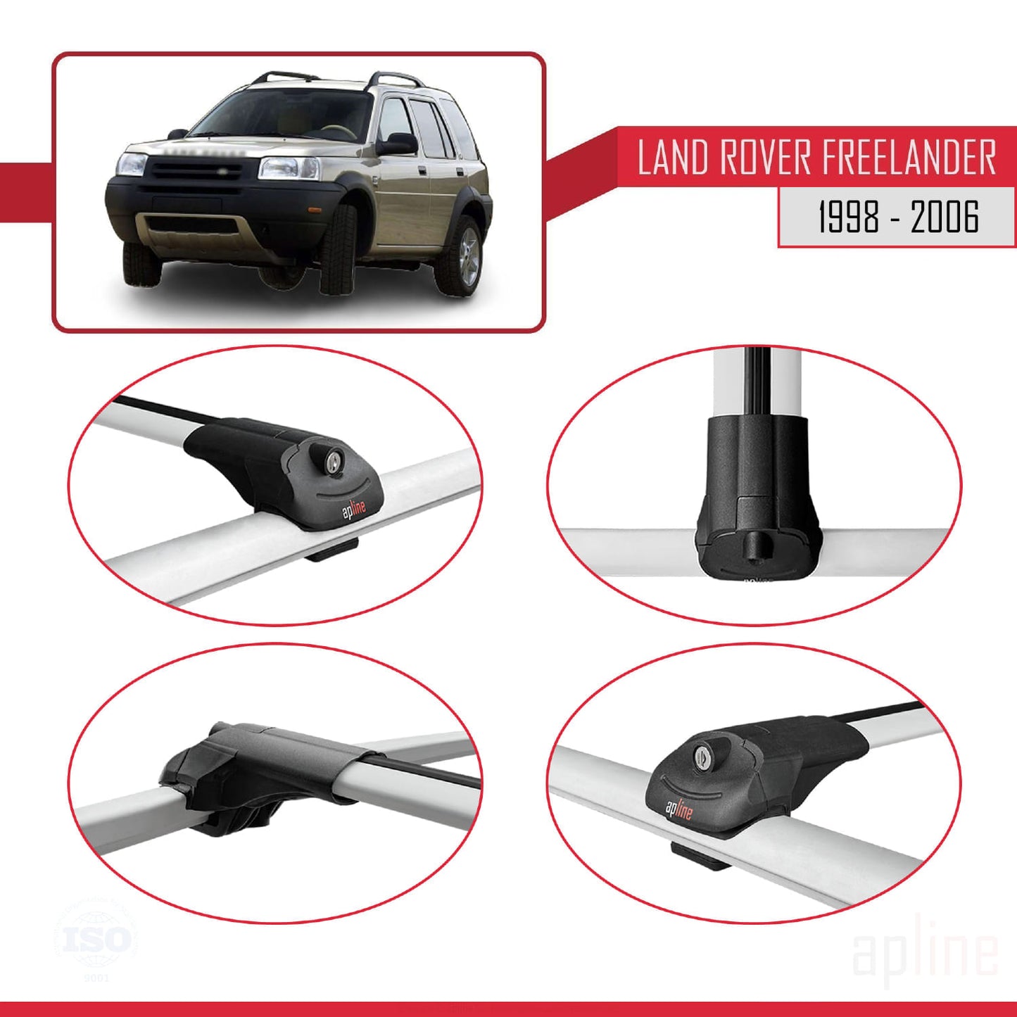 Compatible avec Land Rover Freelander (L314) 1998-2006 ACE-1 Barres de Toit Railing Porte-Bagages de Voiture Gris Aluminium 2 Barres