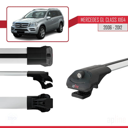 Compatible avec Mercedes Classe GL (X164) 2006-2012 ACE-1 Barres de Toit Railing Porte-Bagages de Voiture Gris Aluminium 3 Barres