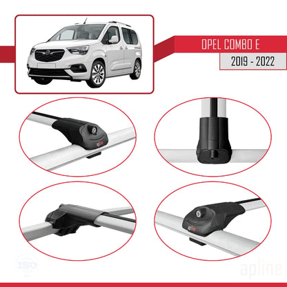Compatible avec Opel Combo E 2019-2022 ACE-1 Barres de Toit Railing Porte-Bagages de Voiture Gris Aluminium 2 Barres