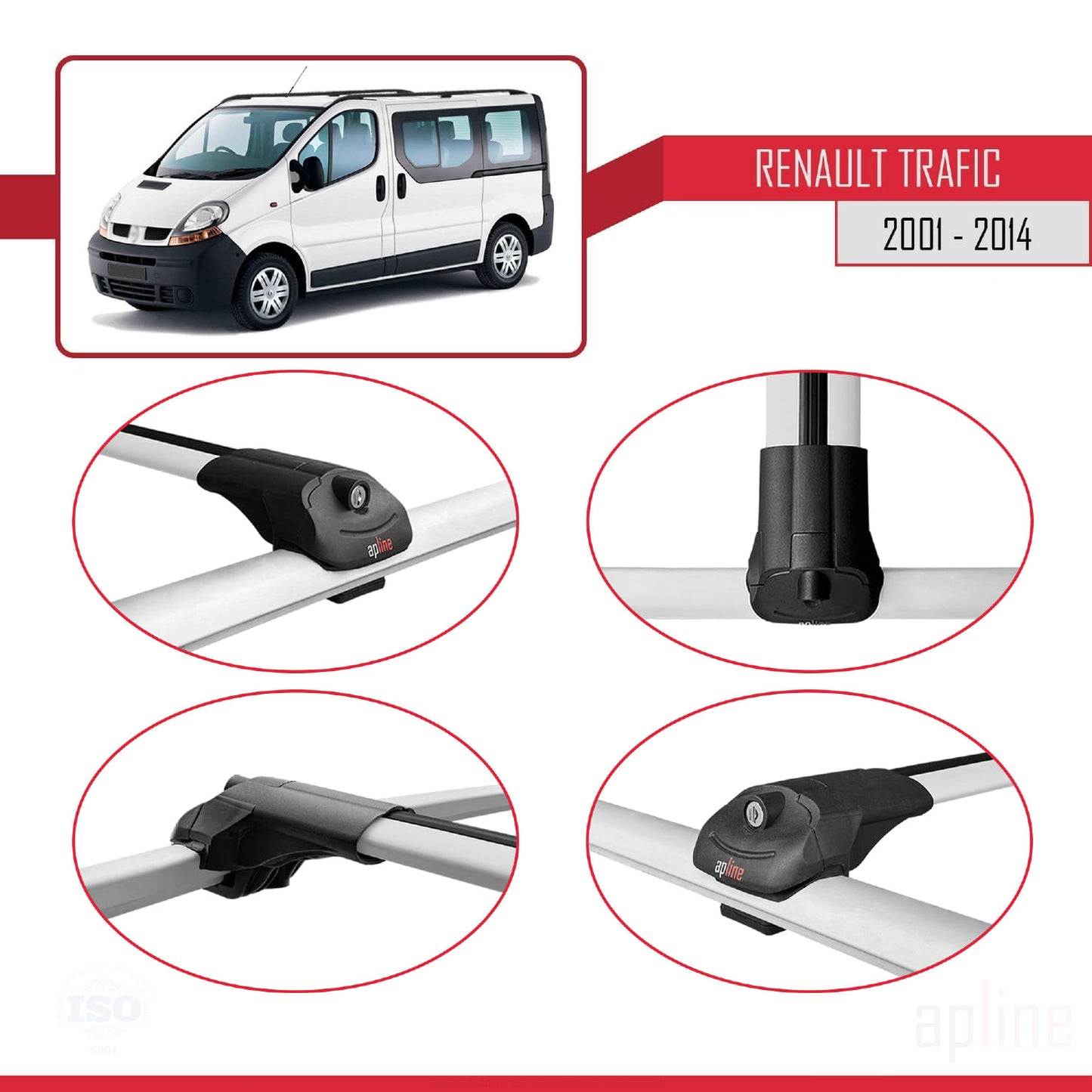 Compatible avec Renault Trafic 2 (X83) 2001-2014 ACE-1 Barres de Toit Railing Porte-Bagages de Voiture Gris Aluminium 3 Barres